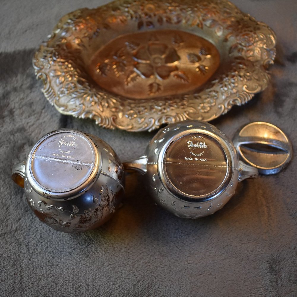 Rare VTG Steri-lite Cream & Sugar Set with Tray - Picture 4 of 15